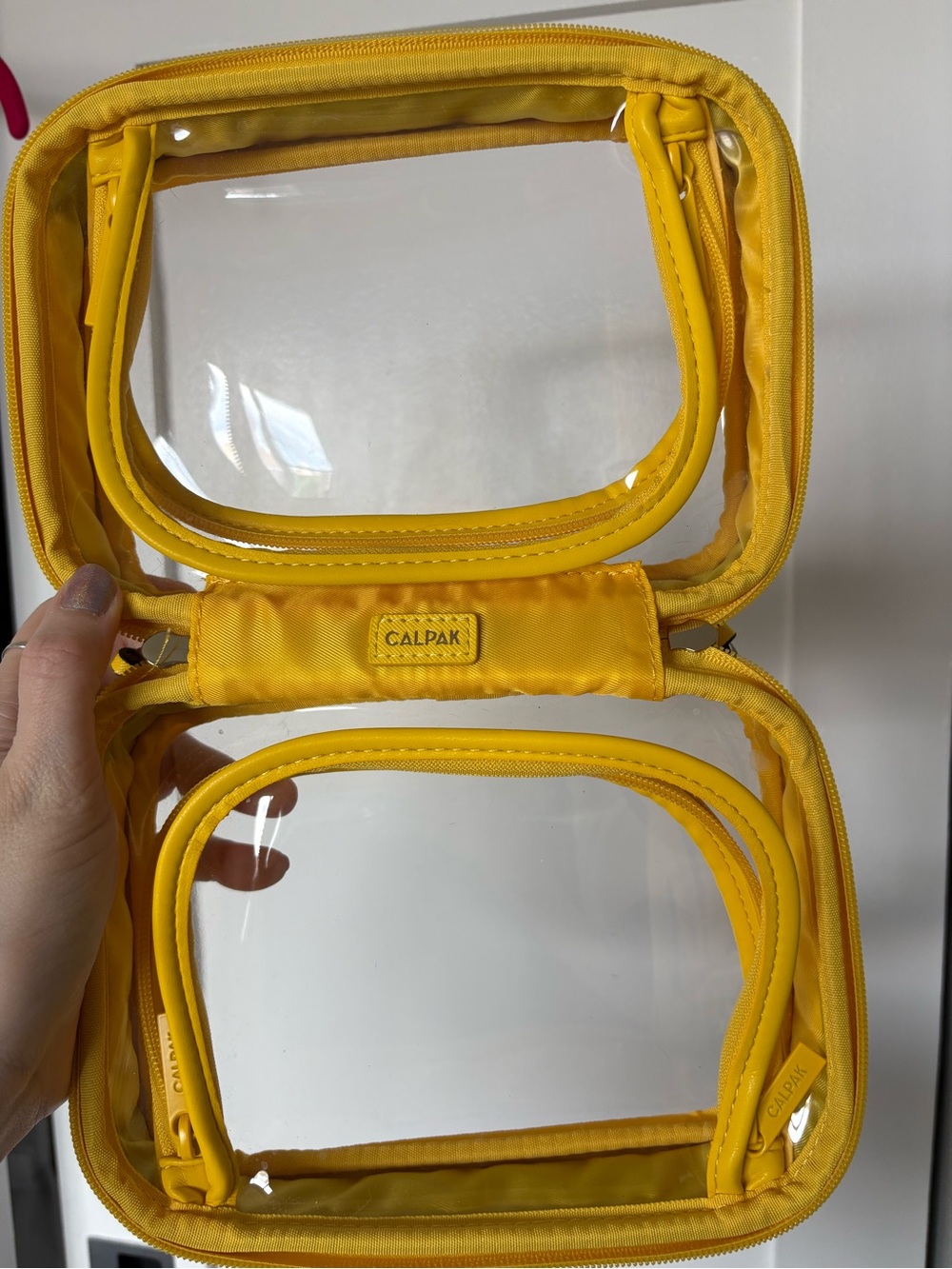 CALPAK Small Clear Cosmetic Case Yellow